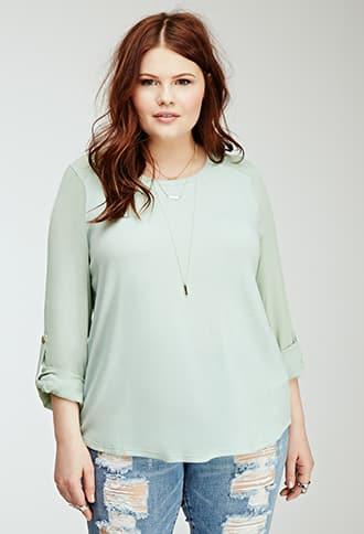 Forever21 Plus Size Crepe-paneled Sweatshirt