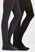 Forever21 Women's  Black & Charcoal Semi-sheer Tights Pack