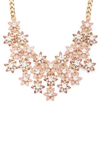 Forever21 Faux Gem Flower Bib Necklace