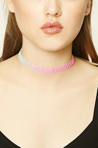 Forever21 Light Blue Multicolored Tattoo Choker