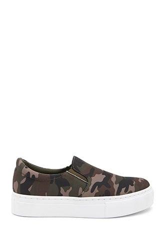 Forever21 Qupid Camo Platform Slip-ons