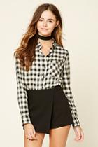 Forever21 Women's  Button-front Tartan Plaid Shirt