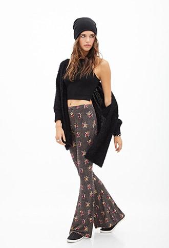 Forever21 Spotted Floral Flare Pants