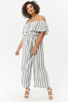 Forever21 Plus Size Striped Off-the-shoulder Palazzo Jumpsuit