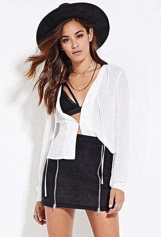 Forever21 Zippered Faux Suede Mini Skirt