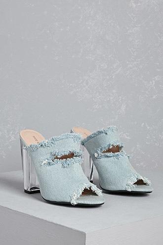 Forever21 Shoe Republic Fray Denim Mules