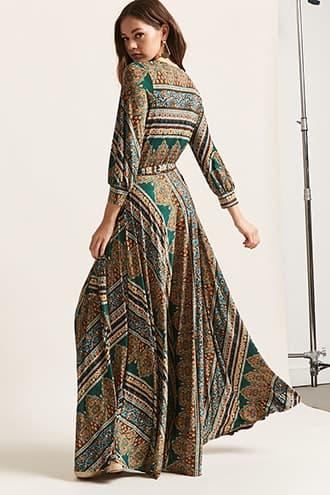 Forever21 Ornate Surplice Floral Maxi Dress