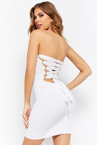 Forever21 Ribbed Lace-up Bodycon Tube Dress