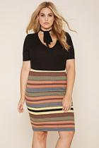 Forever21 Plus Women's  Plus Size Striped Midi Skirt