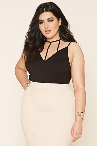 Forever21 Plus Women's  Black Plus Size Lace Crop Top