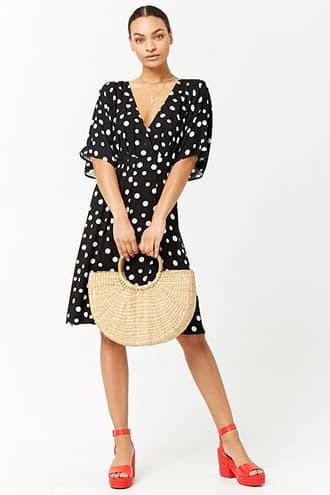 Forever21 Polka Dot Surplice Dress