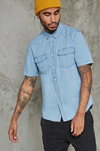 Forever21 Slim-fit Cotton Denim Shirt