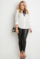 Forever21 Plus Self-tie Bow Crepe Blouse
