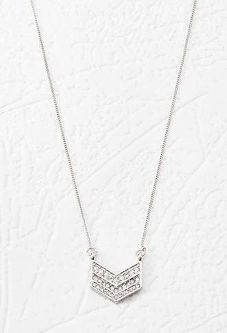 Forever21 Rhinestone Chevron Pendant Necklace (silver/clear)