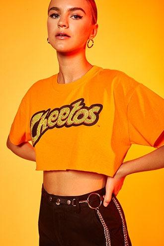 Forever21 Cheetos Rhinestone Graphic Boxy Tee