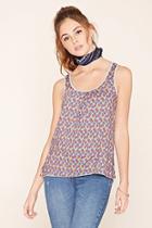Forever21 Women's  Grey Floral Print Tank