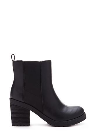 Forever21 Stacked Heel Booties Black 10