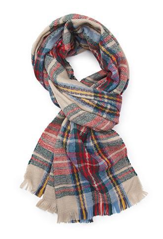 Forever21 Tartan Plaid Scarf Beige/red One Size