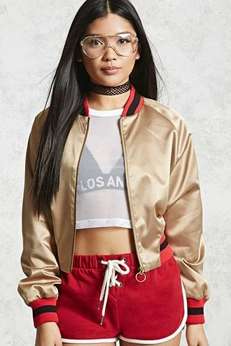 Forever21 Contemporary Satin Bomber Jacket