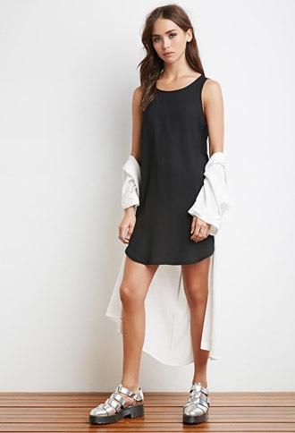 Forever21 Semi-sheer Curved Hem Dress