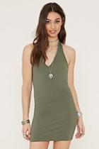 Forever21 Women's  Olive Mini Halter Dress