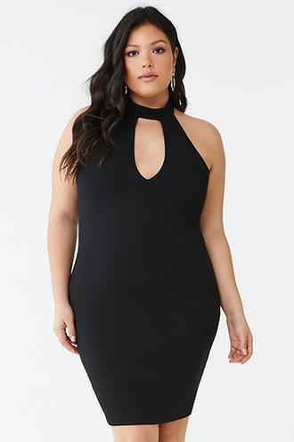 Forever21 Plus Size Textured Cutout Halter Dress
