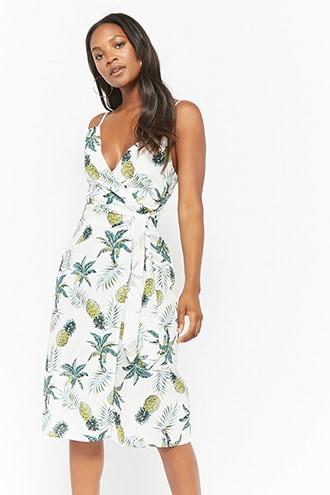 Forever21 Pineapple Print Wrap Dress