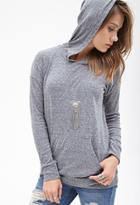 Forever21 Women's  Charcoal Hooded Knit Top