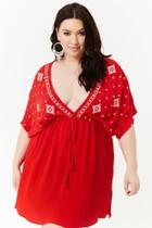 Forever21 Plus Size Embroidered Tribal-inspired Mini Dress