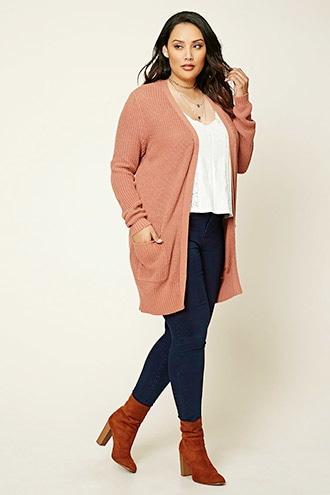 Forever21 Plus Women's  Plus Size Maxi Ribbed Cardigan