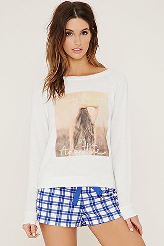 Forever21 Women's  Adventure Graphic Pj Top
