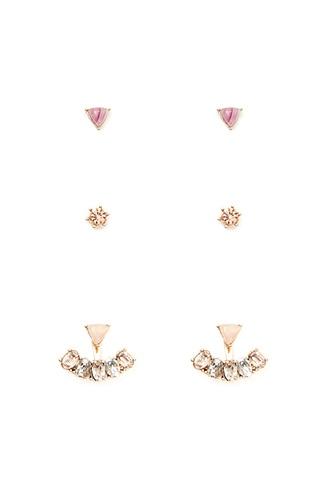 Forever21 Gold & Peach Faux Stone Ear Jacket Set