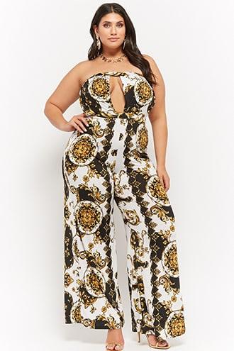 Forever21 Plus Size Off-the-shoulder Baroque Cutout Jumpsuit