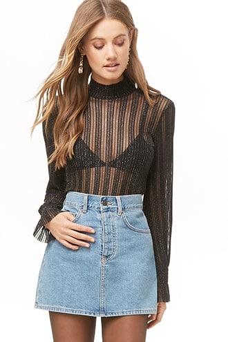 Forever21 Metallic Shadow-striped Top