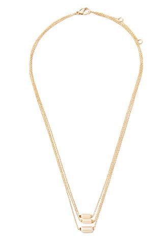 Forever21 Layered Faux Stone Necklace (gold/blush)