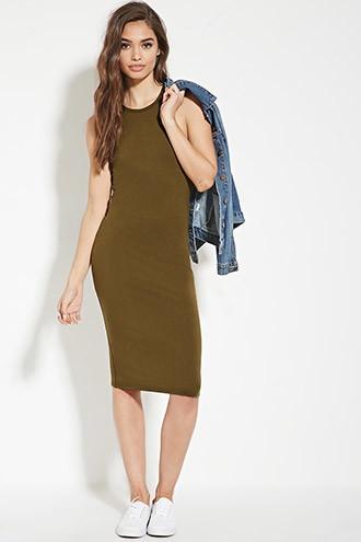 Forever21 Women's  Olive Knit Bodycon Dress