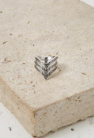 Forever21 Etched Pointed Ring Set (b.silver)