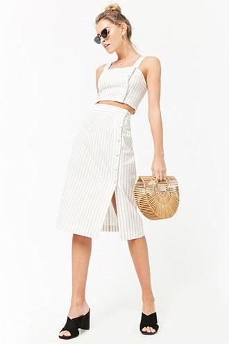 Forever21 Striped Linen-blend Skirt