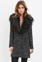 Forever21 Faux Fur Tweed Coat