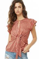 Forever21 Tie-front Geo Print Top