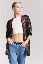 Forever21 Sheer Floral Embroidered Open-front Cardigan