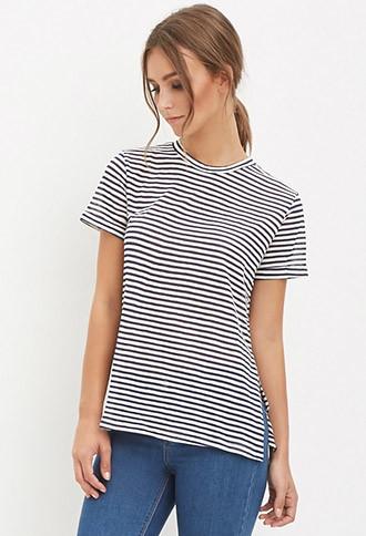 Forever21 Side-slit Striped Tee