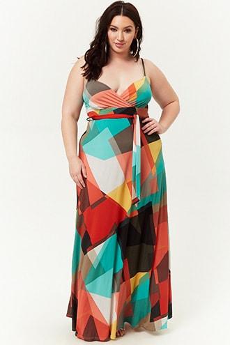 Forever21 Plus Size Geo Print Surplice Maxi Dress