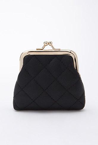 Forever21 Quilted Faux Leather Coin Purse (black)