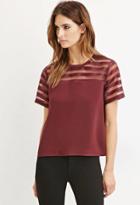 Love21 Women's  Aubergine Contemporary Organza-paneled Crepe Top