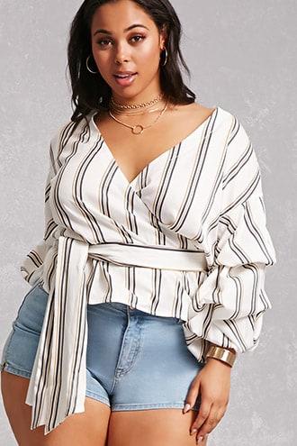 Forever21 Plus Size Stripe Surplice Top