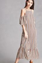Forever21 Striped Open-shoulder Dress