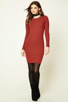 Forever21 Women's  Rust Ribbed Cutout-back Dress