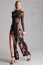 Forever21 Women's  Tiger Mist Rose Print Pants