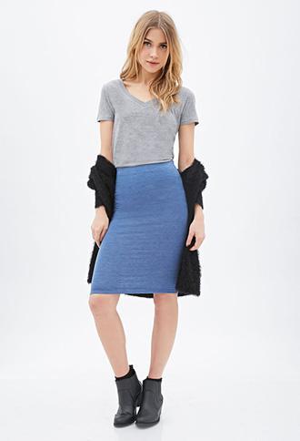 Forever21 Knit Pencil Skirt Blue Small